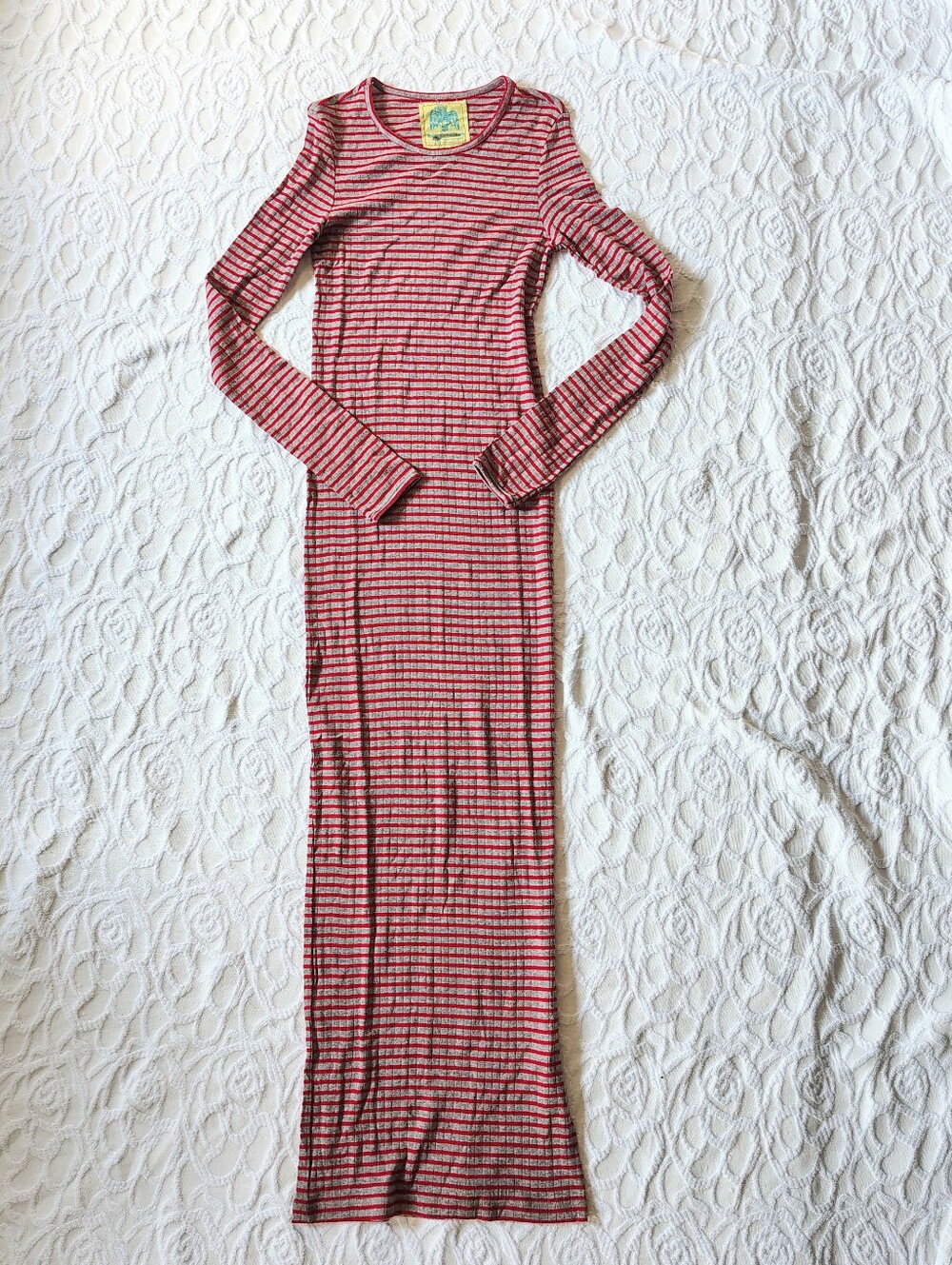 Free People Vintage 70s Ribbed Stripe Maxi Dress Medium M